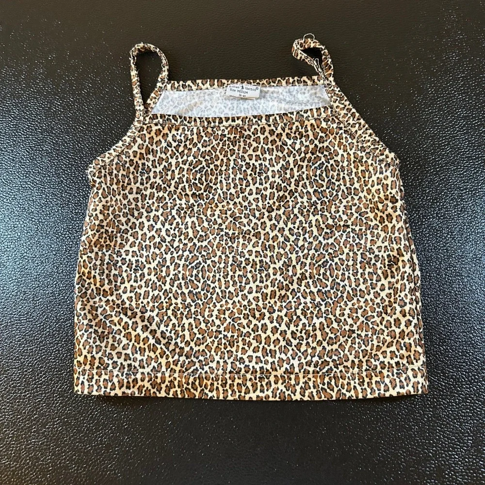 Lillian Vernon Leopard Print‎ Two-Piece Set Spaghetti Strap Top Girls Medium